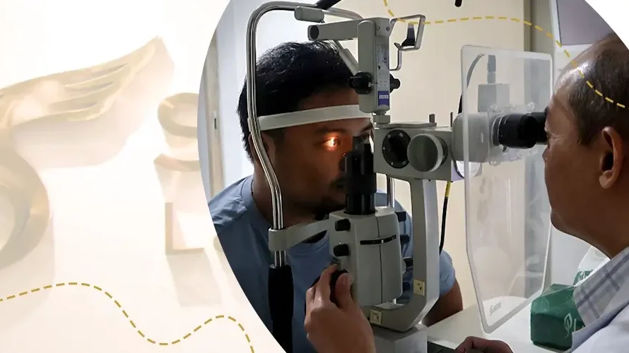 Ophthalmologist using slit lamp to perform detailed eye examination on patient at Shinagawa Lasik & Aesthetics in the Philippines