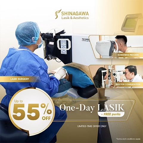 Shinagawa Lasik & Aesthetics One-Day LASIK promo offering up to 55% discount with screening and consultation included in the Philippines
