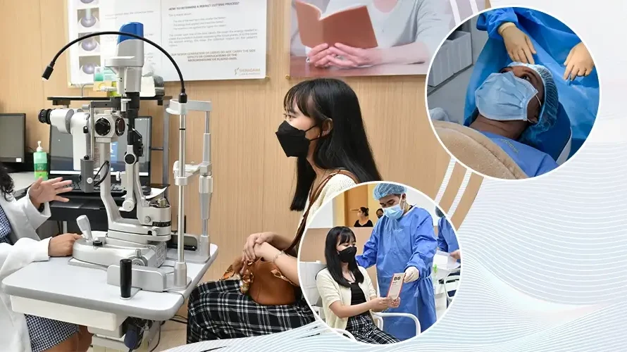 Ophthalmologist conducting LASIK screening and patient consultation at Shinagawa Lasik & Aesthetics in the Philippines