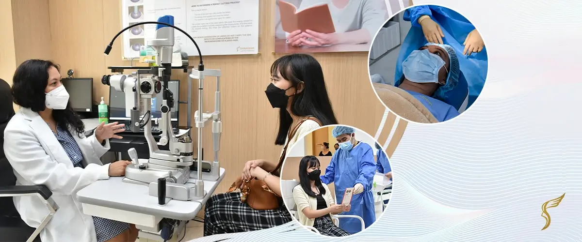 Ophthalmologist conducting LASIK screening and patient consultation at Shinagawa Lasik & Aesthetics in the Philippines