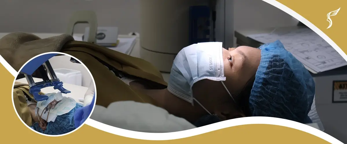 Patient undergoing LASIK eye surgery preparation at Shinagawa Lasik & Aesthetics in the Philippines