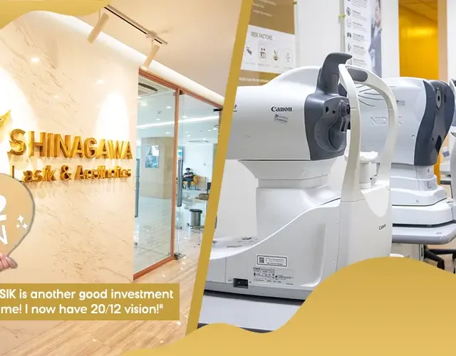 LASIK patient testimonial showing 20/12 vision success at Shinagawa Lasik & Aesthetics in the Philippines with advanced diagnostic equipment