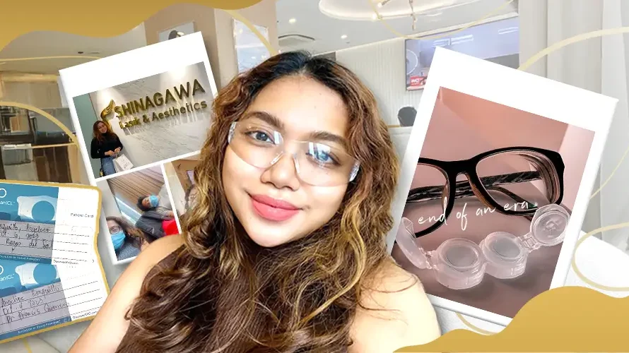 Happy LASIK patient sharing transformation journey with glasses and contact lenses at Shinagawa Lasik & Aesthetics in the Philippines