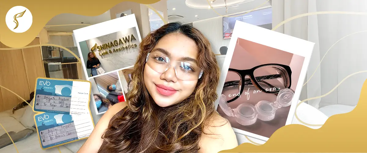 Happy LASIK patient sharing transformation journey with glasses and contact lenses at Shinagawa Lasik & Aesthetics in the Philippines