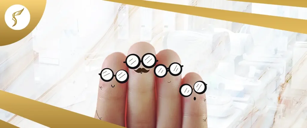 Creative illustration of fingers with eyeglasses representing vision correction at Shinagawa Lasik & Aesthetics in the Philippines