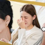 Elderly woman and young woman experiencing eye strain with illustration of glasses on fingers at Shinagawa Lasik & Aesthetics in the Philippines