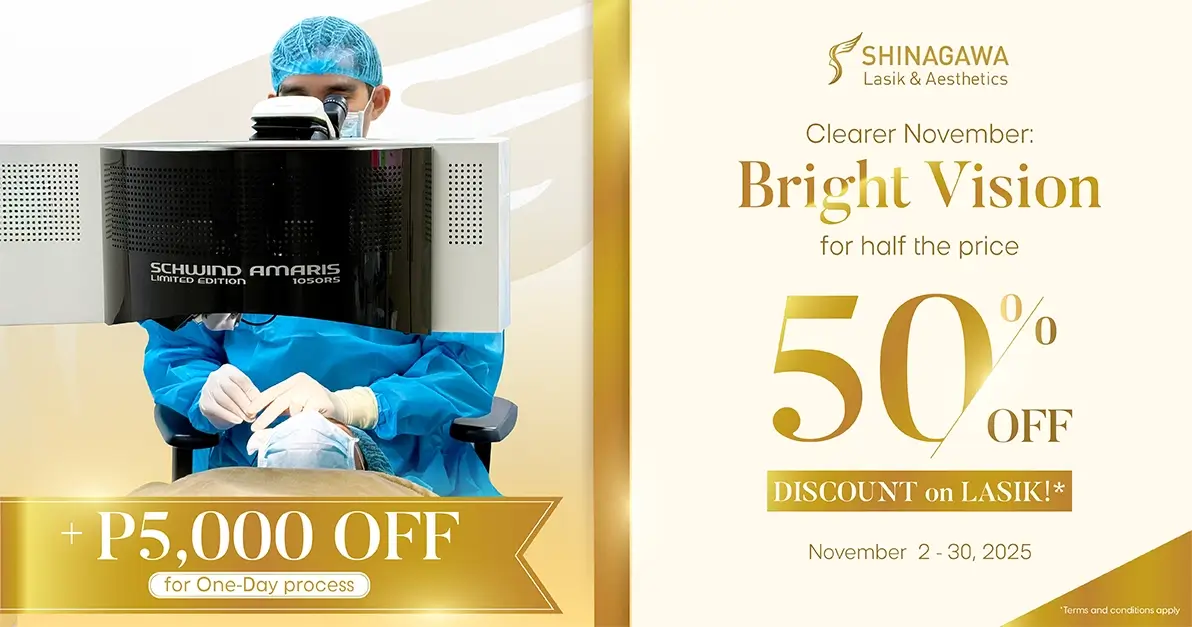 Shinagawa Lasik & Aesthetics November Bright Vision promo offering 50% off on LASIK and additional ₱5,000 discount for one-day process