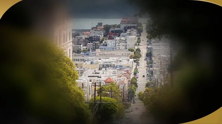 View of a city street as seen through tunnel vision, illustrating vision loss caused by diabetic retinopathy