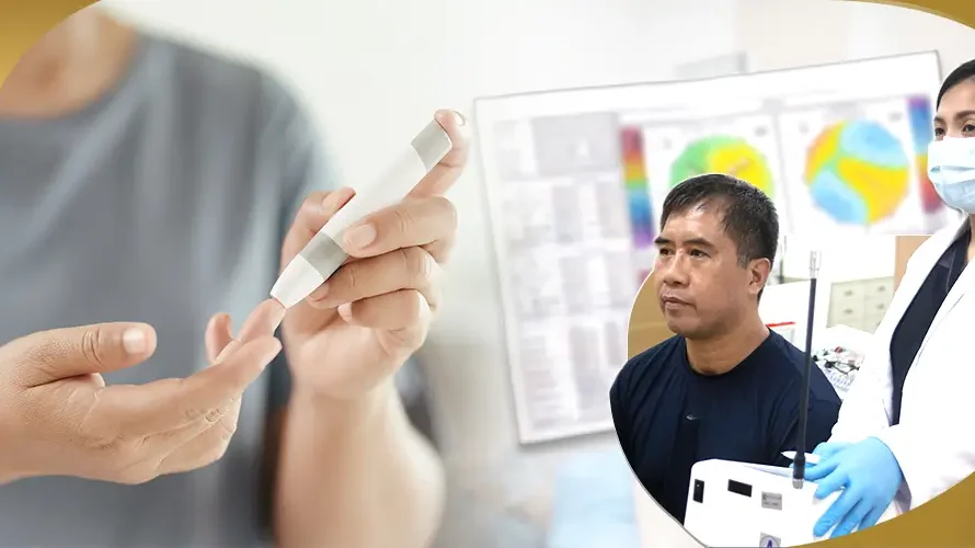 Patient with diabetes having eye examination with an ophthalmologist at Shinagawa Lasik & Aesthetics to monitor diabetic eye health
