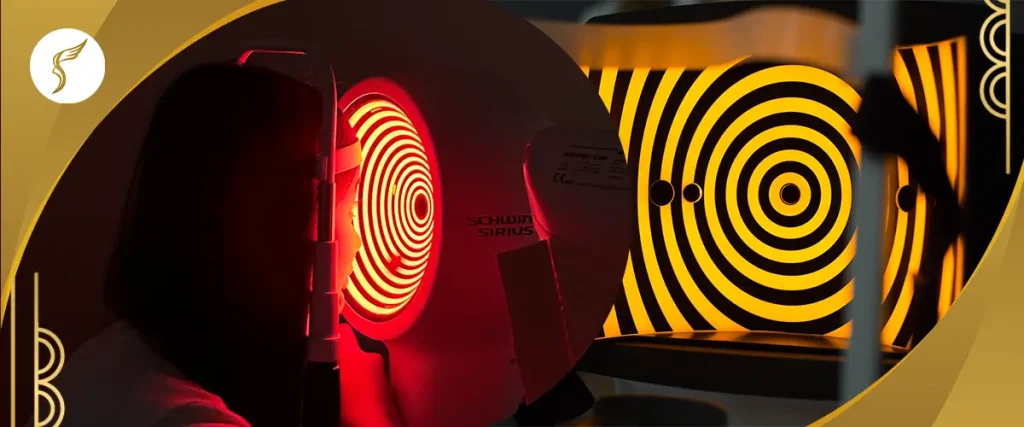 Patient undergoing corneal topography using the Schwind Sirius device for LASIK screening at Shinagawa Lasik & Aesthetics.