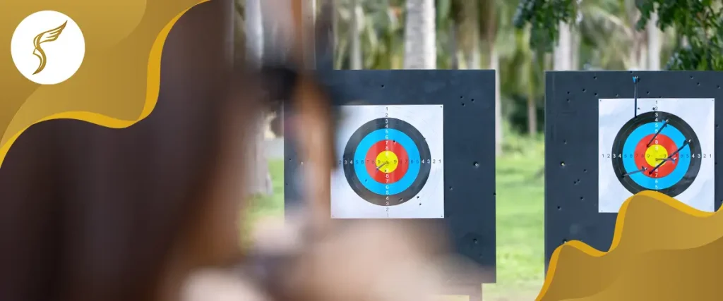 Blurred vision example showing archery targets out of focus, illustrating distance vision problems and visual clarity issues.